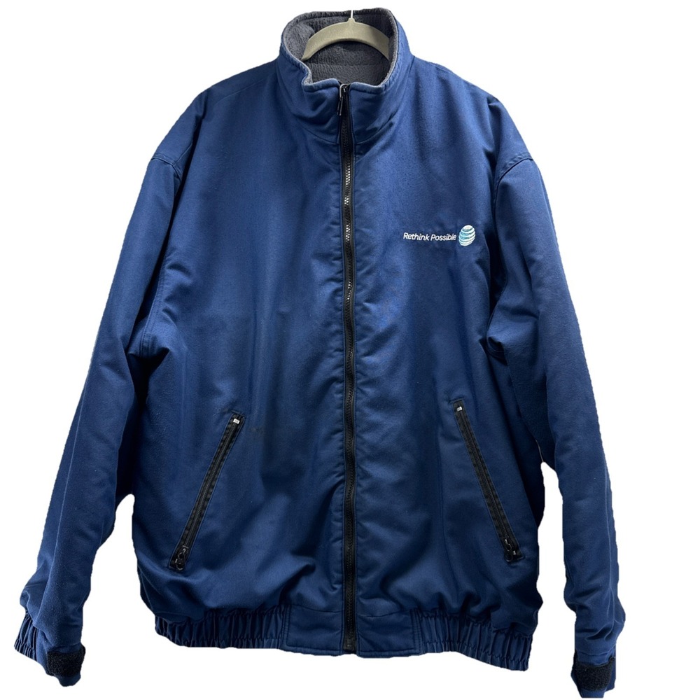 VF Imagewear At&t U-Verse Jacket Coat Mens XL Blue Full Zip Fleece Lined Pockets